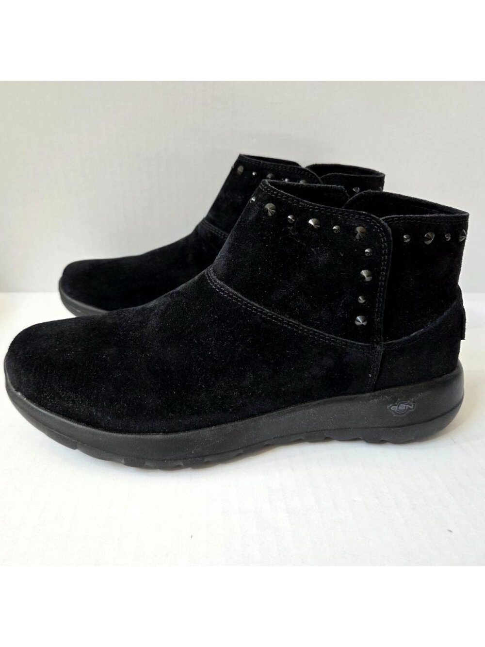 Skechers Boots Womens 9.5 Black Suede On the Go Walk Joy Studded Ankle Booties